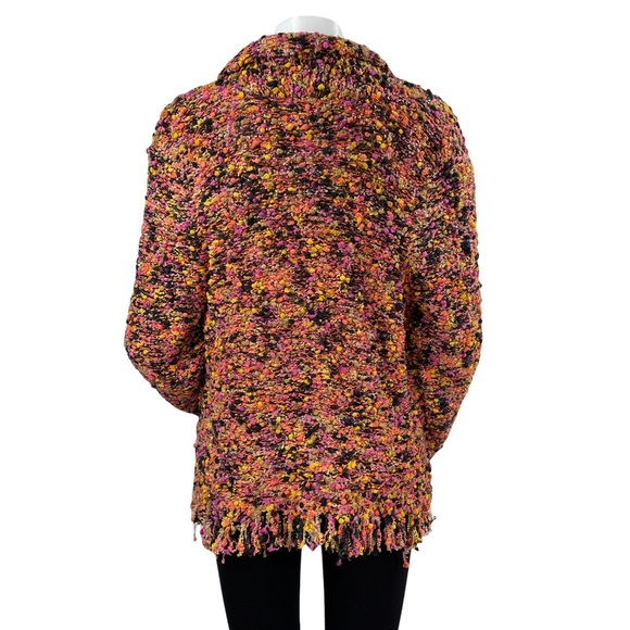 💕Ruby Rd. Multi-Color Textured Knit Open Fringe Cardigan💕 - Picture 4 of 6